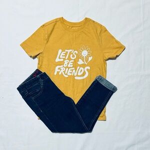 Cat & Jack Yellow Tee/Arizona Jean Co Crop Jeans Girls 12 Regular